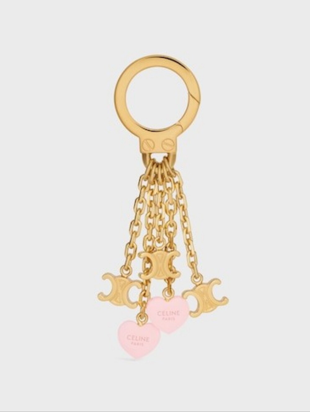 Like NEW! RARE!!! CELINE Triomphe Heart Chain Charm Light Pink Comes W/ BOOKLET! - Picture 5 of 11